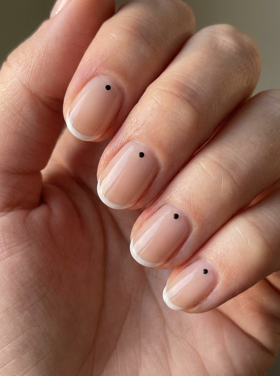 French mit einem Punkt als Einfache Nageldesigns Inspiration 2026